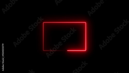 Glowing neon rectangle frame animation on black background
