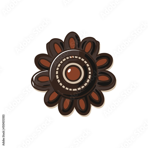Brown stylized flower shines alone isolated artwork