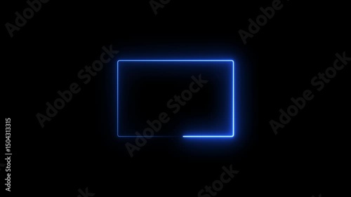 Glowing neon rectangle frame animation on black background
