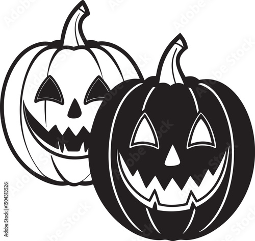 Evil Halloween jack-o'-lantern pumpkin face on a white background, a scary autumn holiday decoration