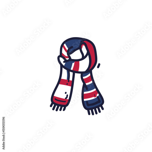 Striped scarf drapes elegantly in stylized studio display fashion