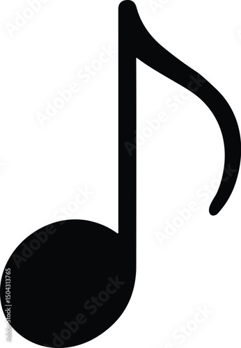 Stylized Music Note Icon vector black silhouette cricut design for T-Shirt