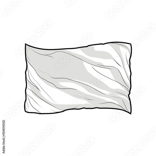 Cloth textile drapes gently across plain stark backdrop vector illustration