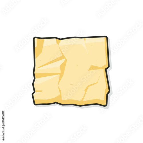 Beige paper displays wrinkles centered isolated backdrop vector