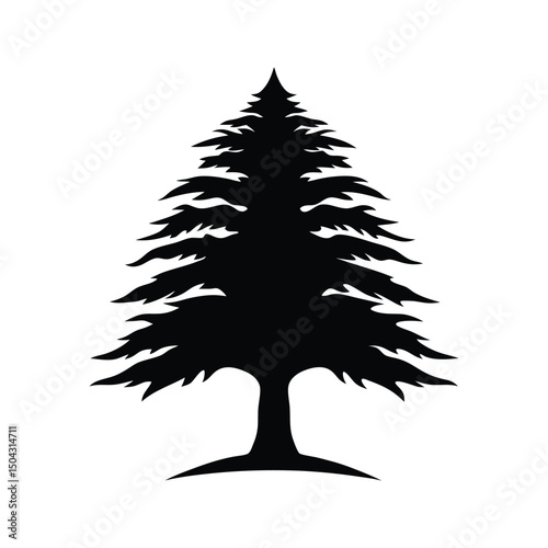 cedar tree silhouette vector icon