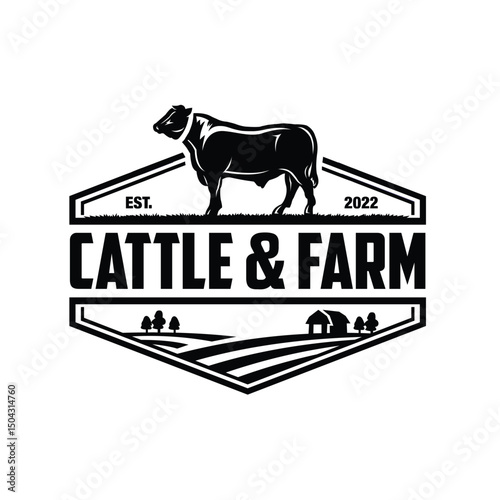 Cattle farm cow ranch logo emblem vector isolated