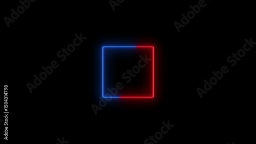 Glowing neon rectangle frame animation on black background