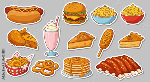 Cartoon food icons collection