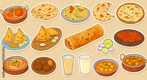 Indian dishes cartoon collection