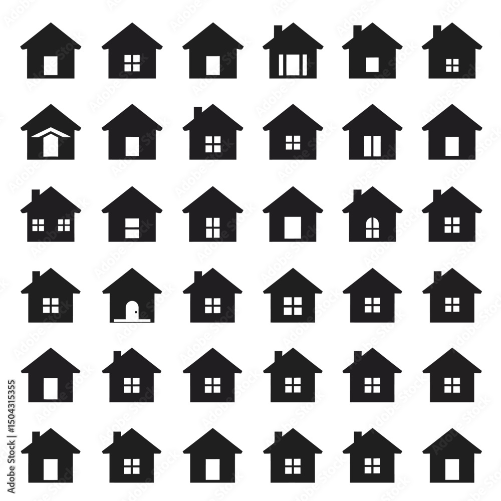 Fototapeta premium Home button icons set. Home page icon. Simple house symbols. Building icon. Vector illustration.