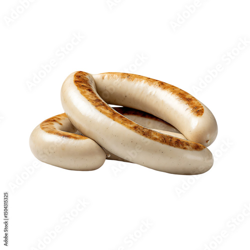 Weisswurst, pale Bavarian sausages isolated die cut 