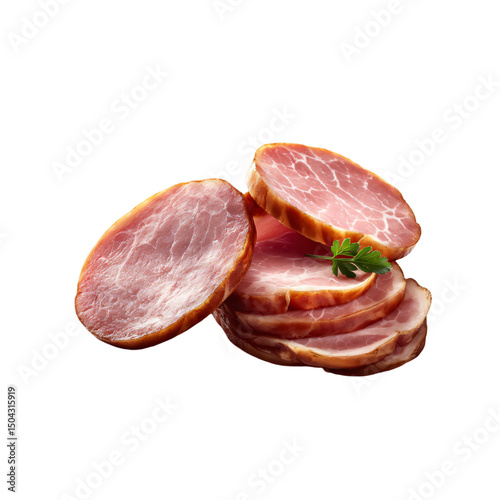 Canadian bacon rounds isolataed die cut 