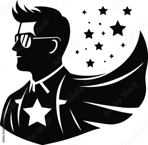 Silhouette of a Father superhero vector illustration