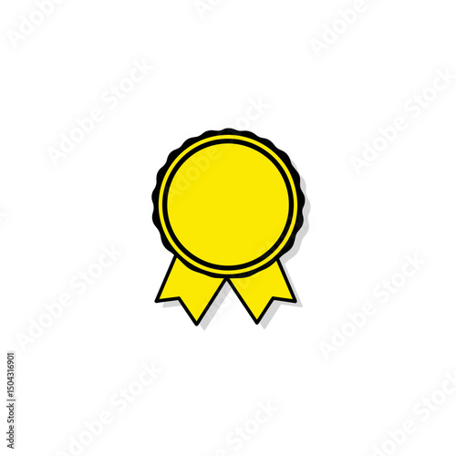 Yellow badge awards achievement on white background design graphic