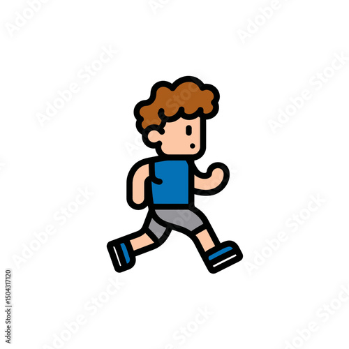 Cartoon athlete sprints forward cheerfully outdoors fitnessrun