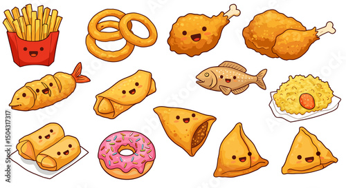 Cartoon fried foods collection