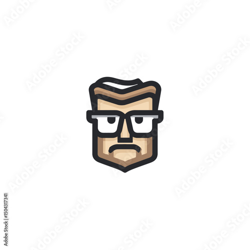 Man icon expresses sadness facial minimal design isolated background