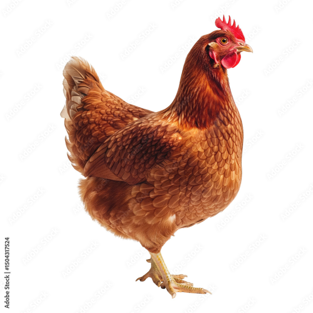 Fototapeta premium Rhode island red hen isolated on transparent background
