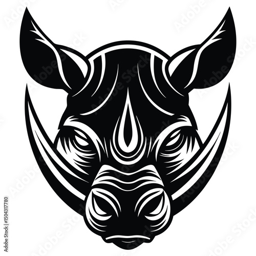 logo silhouette of rhinoceros face with strong features