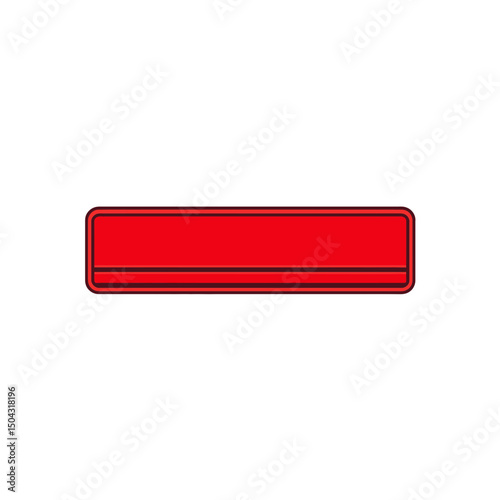 Red oblong label displays detail against white backdrop vector art