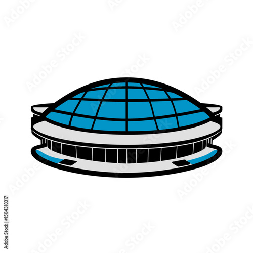 Futuristic dome structure reflects light minimalist illustration isolated