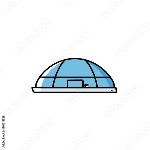 Geometric dome building displays modern greenhouse structure icon