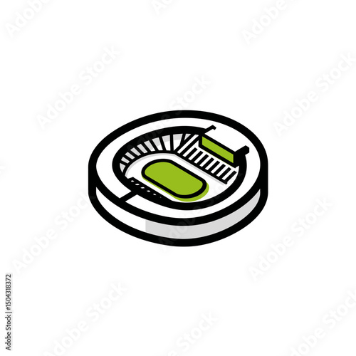 Stadium structure stands isometric illustration arena white background minimalist view