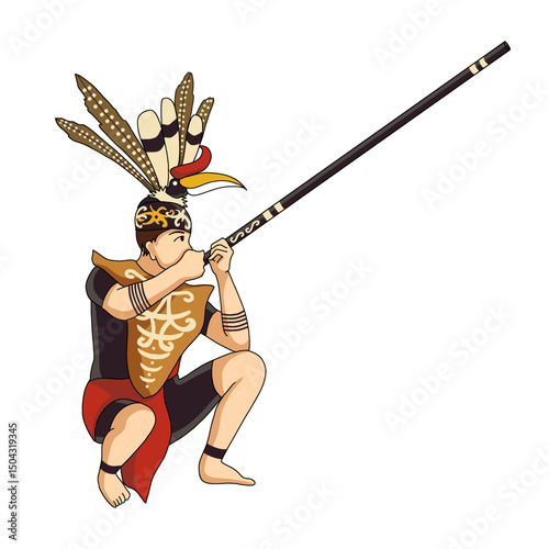 native american indian warrior with sword photo