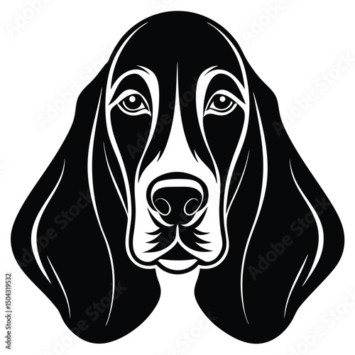 silhouette logo of basset hound face with iconic droop
