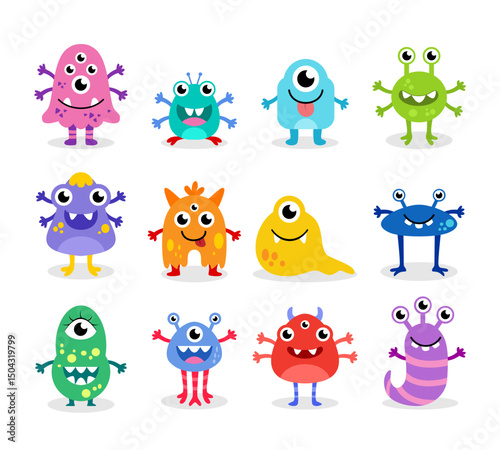 cute colorful cartoon monster characters