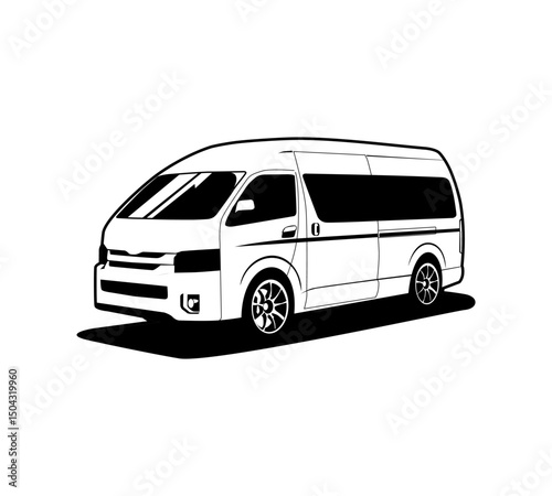 minivan car monochrome silhouette illustration