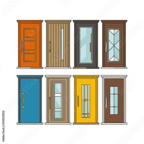 Various doors display designs in architectural exteriors flat