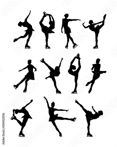 figure skating silhouette pose collection