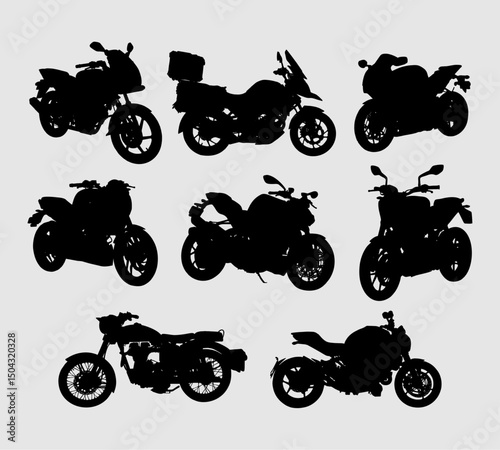 set of various motorcycle silhouette