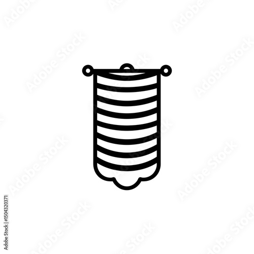 Striped cloth banner hangs decoratively indoors minimalist style