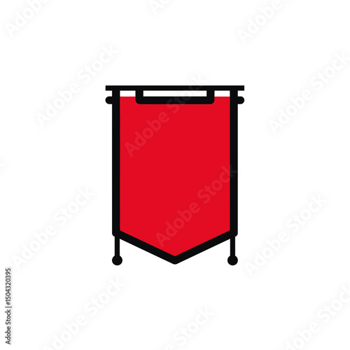 Crimson banner hangs isolated minimal graphic simple background