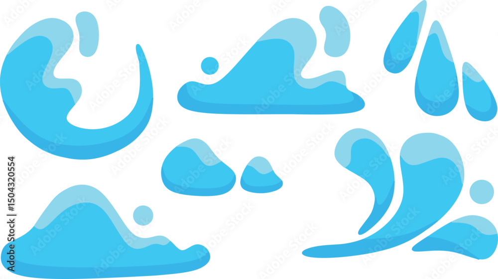 Obraz premium simple blue water splash set illustration 