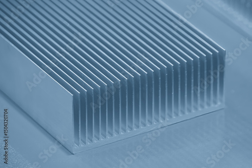 The aluminum heat sink parts in the light blue scene.