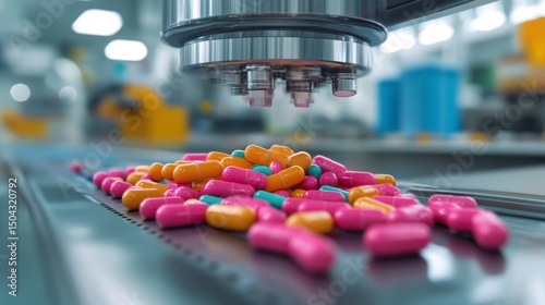 AI-controlled tablet counting machine in pharmaceutical facility,