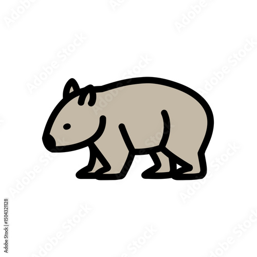 Wombat icon walks calmly daytime ground drawing simplicity design