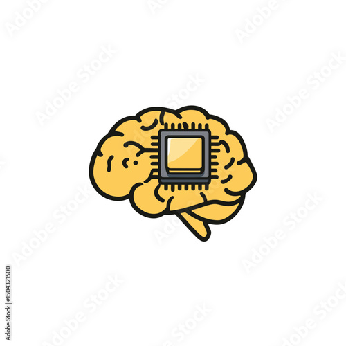 Brain integrates processor abstract conceptual white background