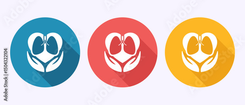 Lungs health care icon design illustration. Healthcare and medical icon sign in shadow button design