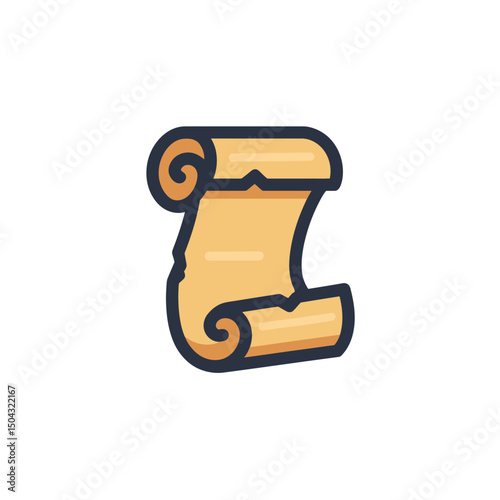 Ancient scroll curls in isolated white background design