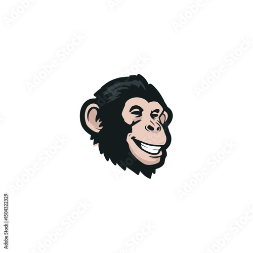 Cartoon monkey head smiles cheekily isolated background
