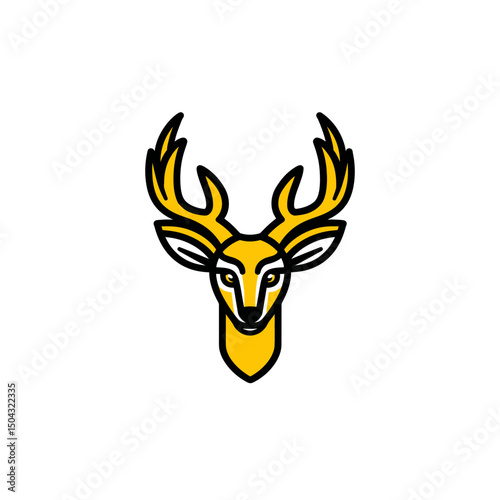 Stylized deer head stares forward flat graphic design illustration