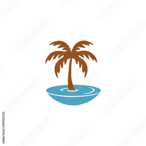 coconut tree logo, coconut tree vector on the beach