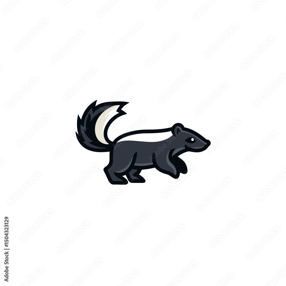 Fototapeta premium Skunk mammal trots stylized isolated white background studio shot