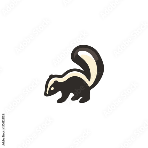 Cute skunk ambles forward isolated single minimalistic wildlife icon