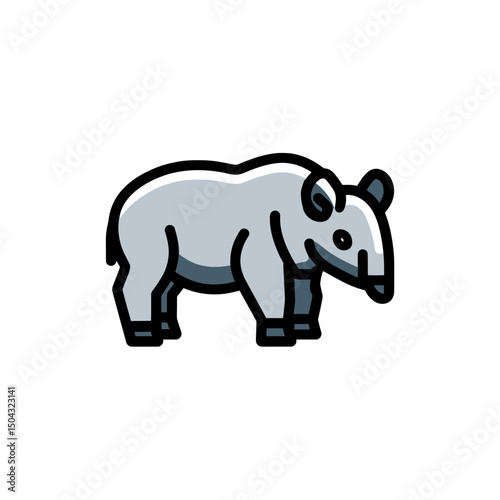 Cartoon tapir stands wildlife illustration zoo icon