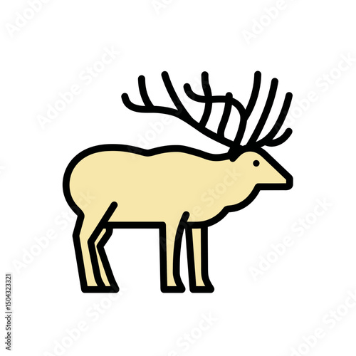 Stylized deer stands calmly in simple wildlife drawing